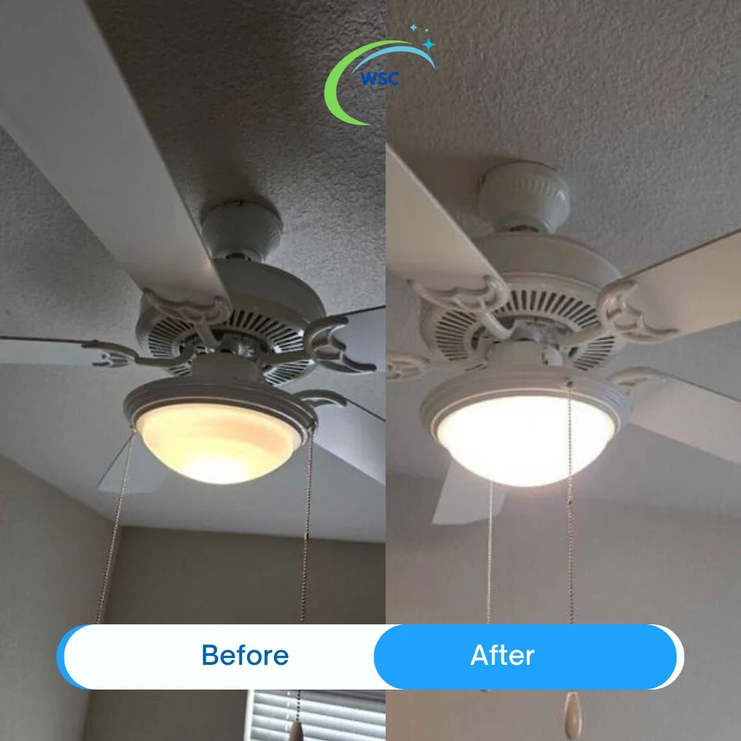 Before and after ceiling fan clean — Wheat State Cleaning